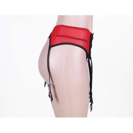 Red Sexy Transparent Lace Garter Panty