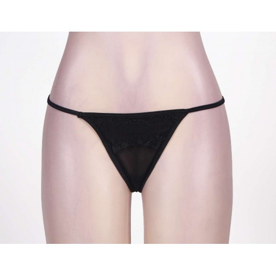 Queen Size Black Lace Garter Panty