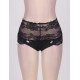 Queen Size High Waist Strappy Floral Black Lace Panty