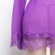 Purple Sheer Mesh And Eyelash Lace Robe Set