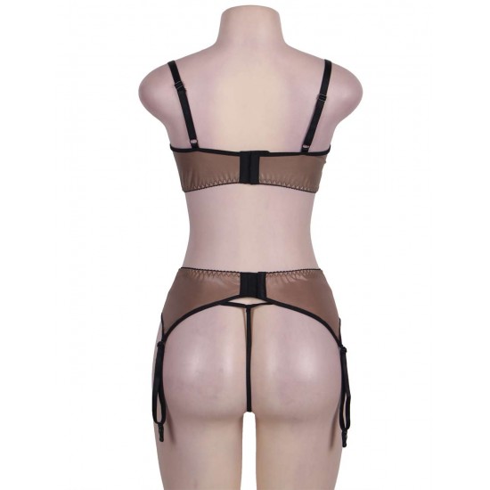 Fibi Set With Open Bra Thong Garter