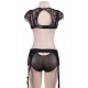 Eyelash Lace Trim Black Lingerie Set