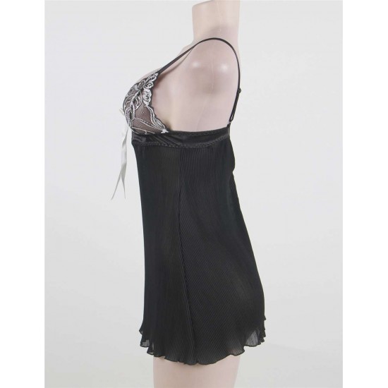 Black Floral Lace Chemise Charming Lingerie