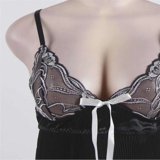 Black Floral Lace Chemise Charming Lingerie