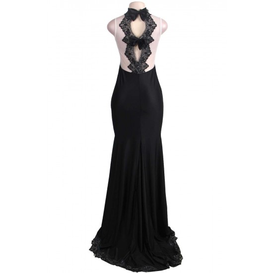 Black Transparent Gauze Evening Dress