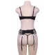 3 Piece Open Bust Bra And Garter Panty Set 