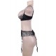 3 Piece Open Bust Bra And Garter Panty Set 