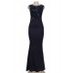 Dark Blue Ruffle Open Back Maxi Dress