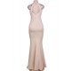 Fashion Nude Ruffle Maxi Dress