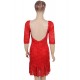 Red Short Sleeve Round Neck Lace Bodycon Dress