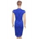 Elegant Blue Half Sleeve Slim Fashion Dress