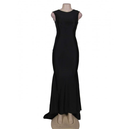 Black Formal Golden Strap Open Back Evening Dress