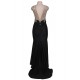 Plus Size  Black Formal Golden Strap Open Back Evening Dress