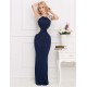 Navy Shimmering Sequins Pleated Maxi Dress