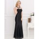 Black Transparent Gauze Evening Dress