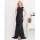 Black Formal Golden Strap Open Back Evening Dress