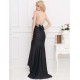 Black Formal Golden Strap Open Back Evening Dress