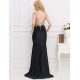 Black Formal Golden Strap Open Back Evening Dress