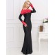 Boat Neck Red Lace Evening Gown