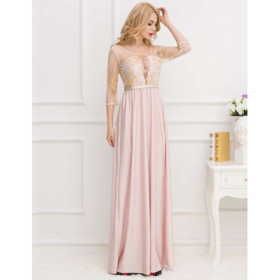 Apricot Transparent Embroidery Gown