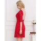 Red Short Sleeve Round Neck Lace Bodycon Dress