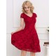 Lace Elegant Round Neck Red Bodycon Dress