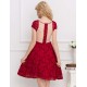 Lace Elegant Round Neck Red Bodycon Dress