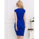 Elegant Blue Half Sleeve Slim Fashion Dress