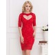 Plus Size Lace Heart Sexy Red Slim Fashion Dress