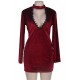 Wine Long Sleeve Bodycon Mini Dress