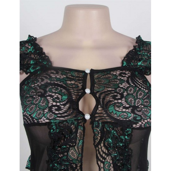 Black Lace Princess Embroidered Crocheted Babydoll