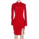 Velvet Sexy Round Neck Red Bodycon Dress