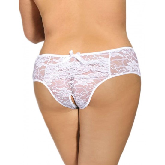 White Lace Open Crotch Sexy Panty