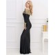 Boat Neck Khaki Lace Evening Gown