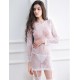 White Long Sleeve Floral Lace Chemise