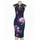 Elegant V-neck Print Bodycon Dress 