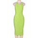 Structured Bodycon Sleeveless Green Midi Dress