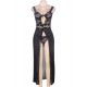 Black Sheer Lace Evening Gown Set Long Dress