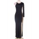 Black Side Split Slit Jersey Sequin Maxi Dress