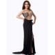 Plus Size Black Embroidered Mesh Wrap Open Back Long Dress