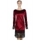 Velvet Lace Hem Sexy Red Details Dress