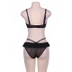 Open Cup Ruffle Black Bra And Panty Set