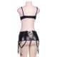 Plus Size Eyelash Lace And Vinyl Garter Set