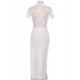 White Sheer Lace Kaftan Robe With Thong