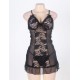 Black Sexy Mesh Scalloped Lace Babydoll