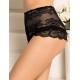 Queen Size High Waist Strappy Floral Black Lace Panty