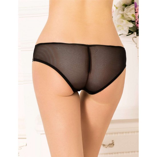 Plus Size Black Leather Zipper Panty