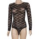 Black Sheer Long Sleeve Lace Teddy