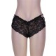 Plus Size Sexy Black High Waist Floral Lace Strappy Panty