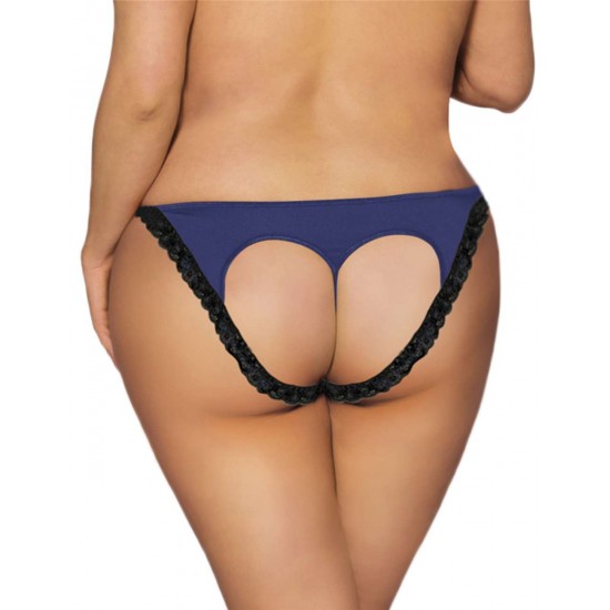 Black Lace Blue Plus Size Panty For Fat Women